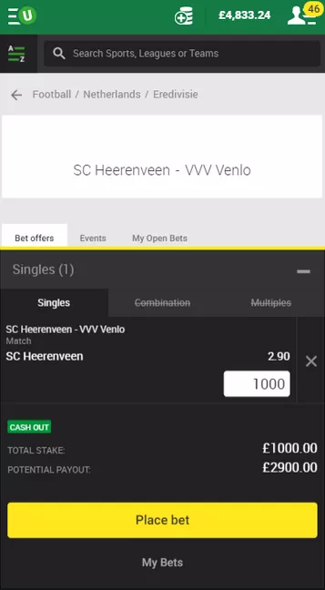 Unibet betslip